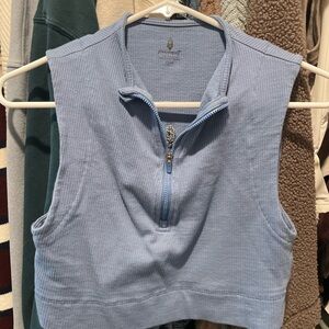 FP Movement by Free People Light Blue Zip-Up Crop Top